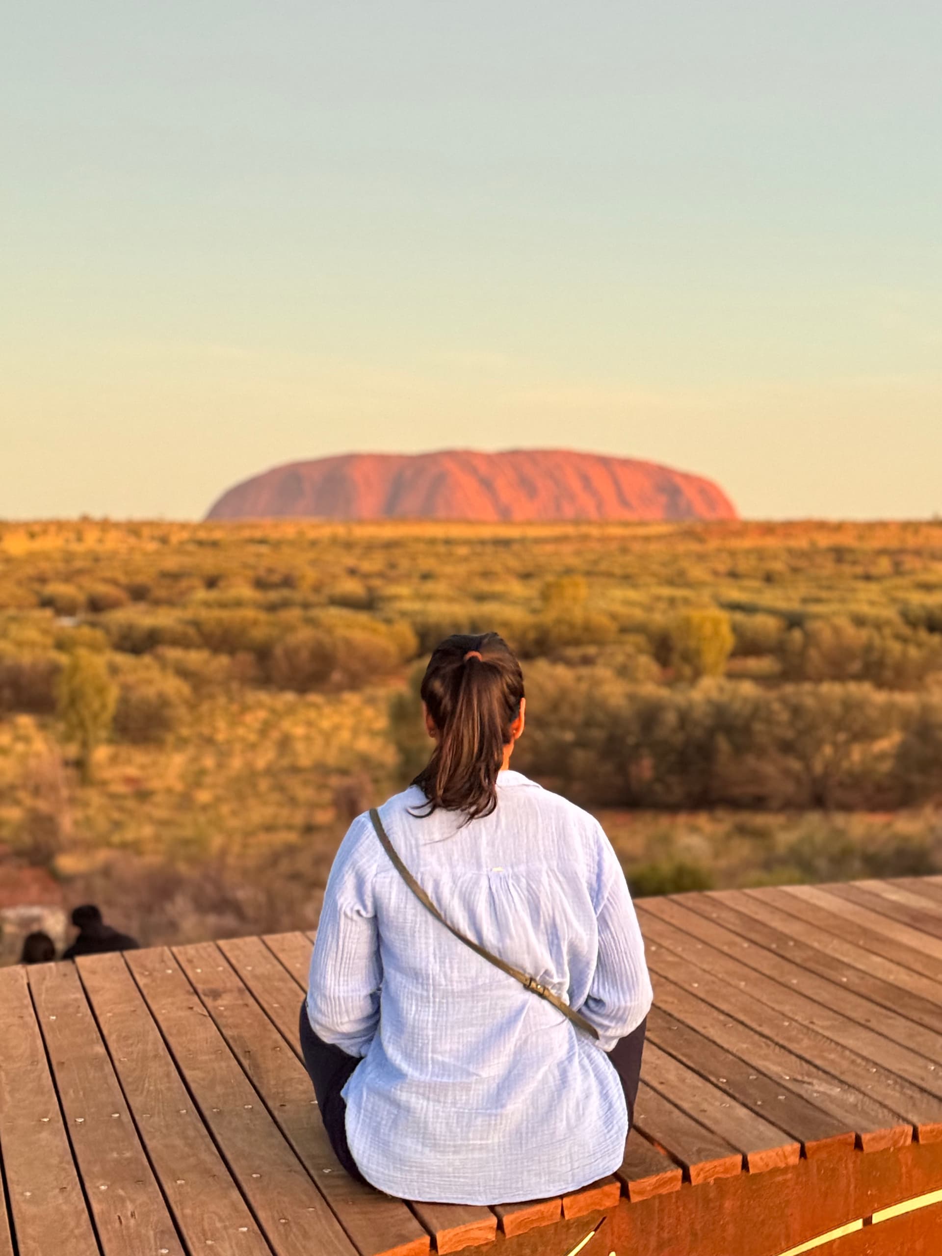 Sitting and looking out at Uluru